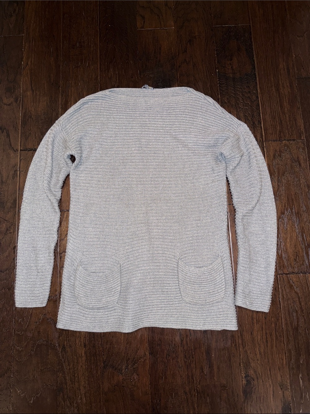 Vince Camuto Light Gray Ribbed Knit Pocket Sweater Medium